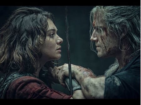 Emma and Henry Cavill from the show The Witcher